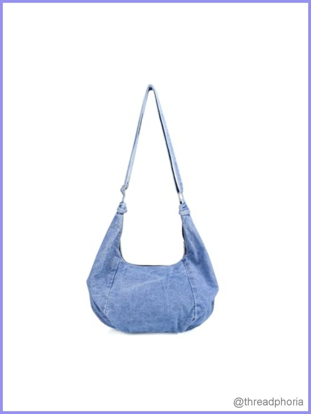 Denim Crossbody Bag Half Moon Hobo Adjustable Strap Canvas Purse